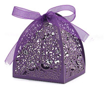 Laserutskurna Ros Candy Boxes, Favor Boxes 2.5\"x 2.5\"x 3.1\", Presentaskar Bröllopsdusch Jubileum Födelsedagsfest Bröllopsgåva Purple 2.5 "x 2.5 "x 3.1 "/6.5 x 6.5 x 8 cm