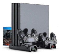Vertikalställ för Ps4/ps4 Slim/ps4 Pro LED-kylfläkt Dubbel kontroll (1.0-version)