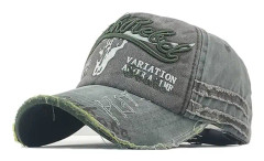 Vintage bomullsbaseballkeps Mode tvättad denim Retro fransad kant solhatt broderad Trucker Hat för män Green