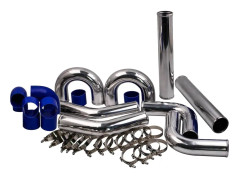 Universellt Intercooler Rörsats, 76mm Aluminium, Blå Silikonslang