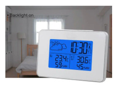 WIND-UP WAKE-UP ,--Trådlös väderstation termometer med LCD digital display, utomhus prognossensor, klocka och hyg