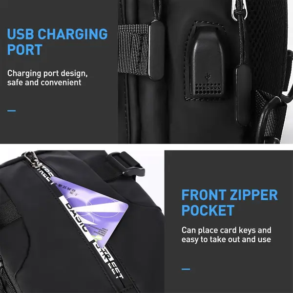 Antistöld Sling Crossbody Ryggsäck Axelväska för Män, Lätt