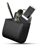 Bilbaksäte inre luftventil mobiltelefonhållare påse väska låda snygg förvaringsmyntväska fodral arrangör med krok (svart) black