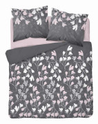 Mikrofibersängkläder 160x200 grafitpulver blommor 4977 A Ljus 71