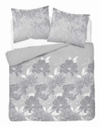 Mikrofibersängkläder 160x200 gråa blommor 4975 A Ljus 71