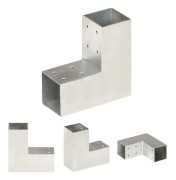 The Living Store Stolpbeslag L-form galvaniserad metall 71x71 mm - Staketstolpar