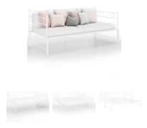 The Living Store Utdragbar sängram bäddsoffa vit metall 90x200 cm