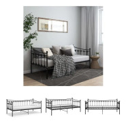 The Living Store Sängram bäddsoffa svart metall 90x200 cm