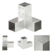 The Living Store Stolpbeslag Y-form galvaniserad metall 71x71 mm - Staketstolpar