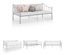 The Living Store Sängram bäddsoffa grå metall 90x200 cm