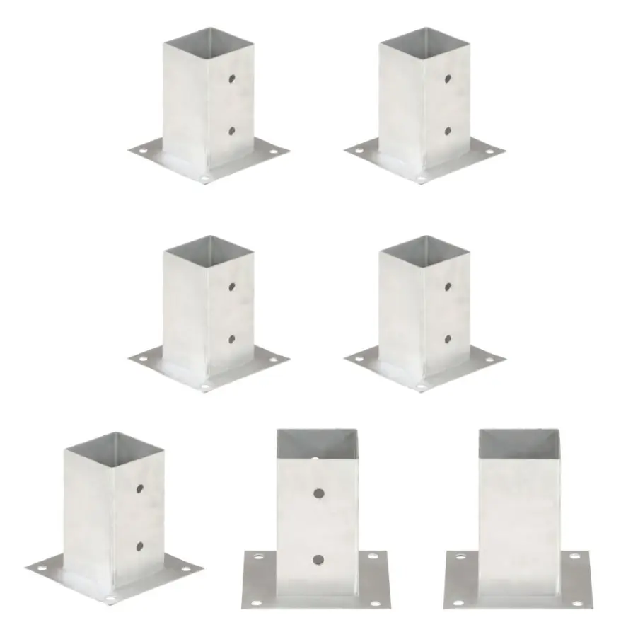 The Living Store Stolpfot 4 st galvaniserad metall 81 mm - Staketstolpar