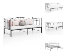 Sängar & sängramar - Living Utdragbar sängram bäddsoffa svart metall 90x200 cm