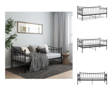 Sängar & sängramar - Living Sängram bäddsoffa svart metall 90x200 cm