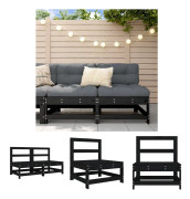 The Living Store Mittensoffor 2 st svart massiv furu - Moduler till utomhussoffa