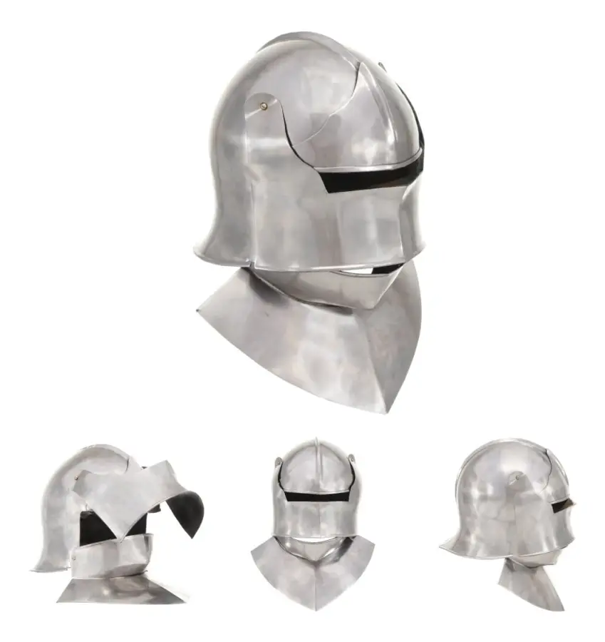 The Living Store Medeltida riddarhjälm för LARP silver stål - Samlarvapen