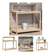 The Living Store Växtbord med hylla 108x50x109,5 cm massiv furu - Växtställ