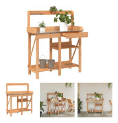 The Living Store Planteringsbord med hyllor brun massivt granträ - Växtställ