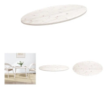 The Living Store Bordsskiva vit 110x55x2,5 cm oval massiv furu - Bordsskivor