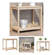 The Living Store Växtbord med hylla 82,5x50x75 cm massivt furu - Växtställ