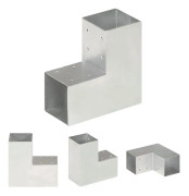 The Living Store Stolpbeslag L-form galvaniserad metall 91x91 mm - Staketstolpar
