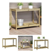 The Living Store Växtbord med hylla 108x50x75 cm massiv impregnerad furu - Växtställ