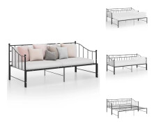 Sängar & sängramar - Living Utdragbar sängram bäddsoffa svart metall 90x200 cm
