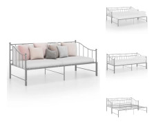 Sängar & sängramar - Living Utdragbar sängram bäddsoffa grå metall 90x200 cm