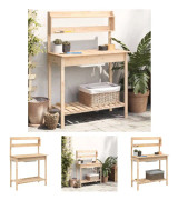 The Living Store Odlingsbänk med vask 110,5x45x124,5 cm massivt granträ - Växtställ