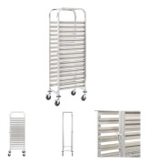 The Living Store Köksvagn för 16 brickor 38x55x163 cm rostfritt stål - Rullbord för kök