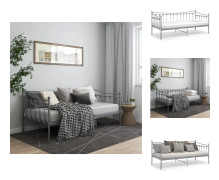 Sängar & sängramar - Living Sängram bäddsoffa grå metall 90x200 cm