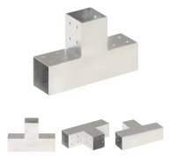 The Living Store Stolpbeslag T-form galvaniserad metall 81x81 mm - Staketstolpar