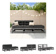 The Living Store Loungegrupp för trädgården med dynor 3 delar massivt trä - Moduler till utomhussoffa