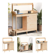 The Living Store Odlingsbänk med skåp 110,5x45x124,5 cm massivt granträ - Växtställ