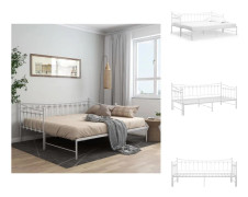 Sängar & sängramar - Living Utdragbar sängram bäddsoffa vit metall 90x200 cm