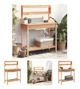 The Living Store Odlingsbänk med vask 110,5x45x124,5 cm massivt granträ - Växtställ