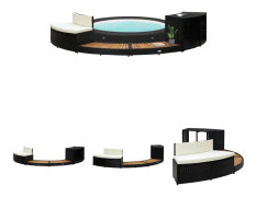 The Living Store Kant till spabad svart konstrotting och massivt akaciaträ - Pool- & spatillbehör