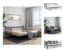Sängar & sängramar - Living Utdragbar sängram bäddsoffa svart metall 90x200 cm