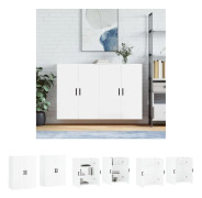 The Living Store Väggskåp 2 st vit högglans 69,5x34x90 cm - Skänkar & serveringsbord