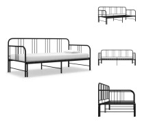 Sängar & sängramar - Living Utdragbar sängram bäddsoffa svart metall 90x200 cm