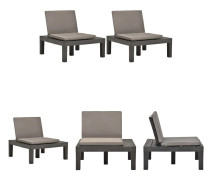 The Living Store Loungefåtöljer för trädgården med dynor 2 st plast antracit