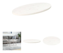 The Living Store Bordsskiva vit 40x30x2,5 cm oval massiv furu