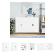 The Living Store Väggskåp 2 st vit högglans 69,5x34x90 cm - Skänkar & serveringsbord