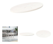 The Living Store Bordsskiva vit 70x35x2,5 cm oval massiv furu - Bordsskivor