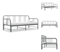 Sängar & sängramar - Living Utdragbar sängram bäddsoffa grå metall 90x200 cm