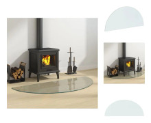 Glas - Living Glasskiva för öppen spis halvrund 1200x500 mm