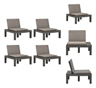 Utestolar - Living Loungefåtöljer för trädgården med dynor 4 st plast antracit