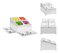 Hållare för köksgeråd - Living Gastronormbehållare med 4 GN 1/6 kantin rostfritt stål