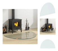 Glas - Living Glasskiva för öppen spis halvrund 1000x600 mm