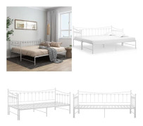 Utdragbar sängram bäddsoffa vit metall 90x200 cm - Bäddsoffa - Bäddsoffor - Home & Living