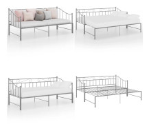 Utdragbar sängram bäddsoffa grå metall 90x200 cm - Bäddsoffa - Bäddsoffor - Home & Living